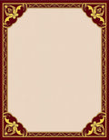 Deep Crimson Golden Floral Border Rug