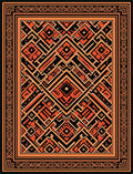Geometric Orange Black Maze Rug