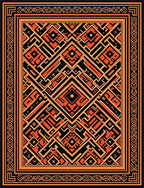 Geometric Orange Black Maze Rug