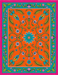 Vibrant Orange Floral Garden Rug