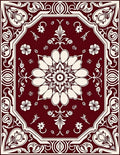 Crimson Botanical Emblem BorderRug Rug