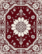 Crimson Botanical Emblem BorderRug Rug