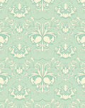 Calming Mint Cream Scrollwork Motif Rug