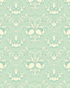 Calming Mint Cream Scrollwork Motif Rug