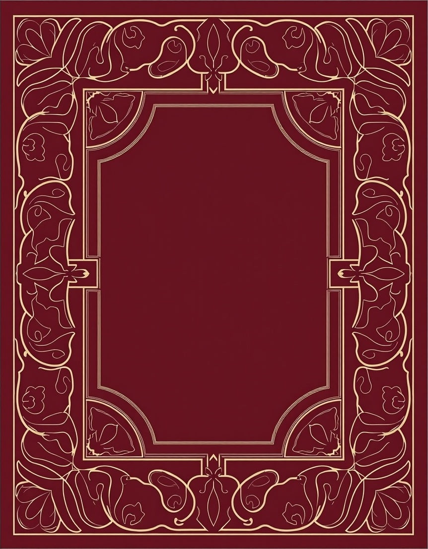 Crimson and Gold Floral Bordered Rug
