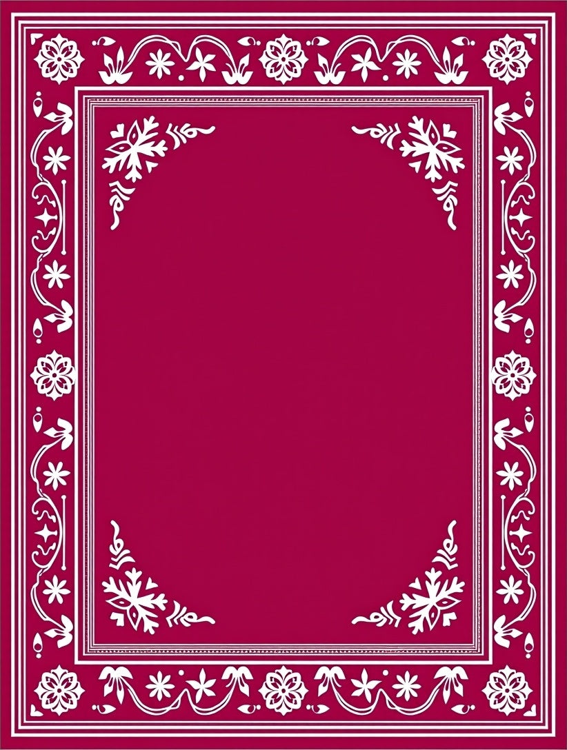 Crimson Floral Border Frame Rug