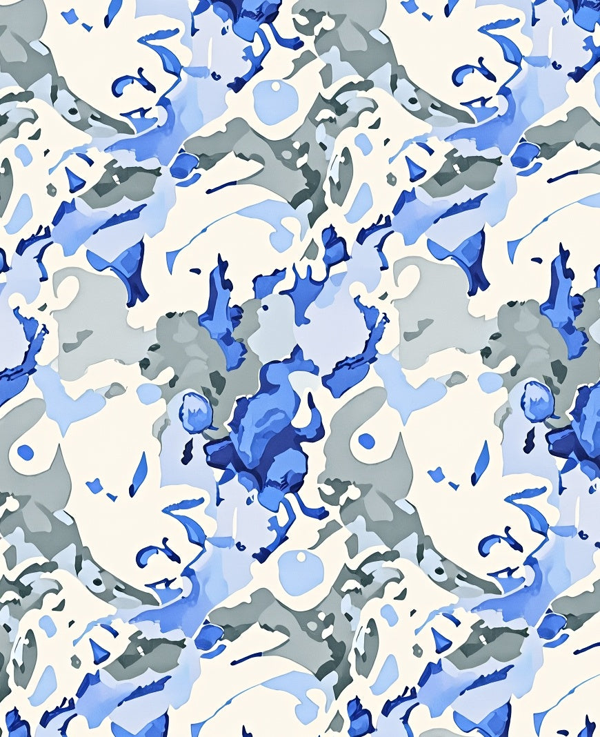 Blue Camo Abstract Flow Rug