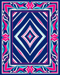 Bold Blue Fuchsia Abstract Diamond Rug