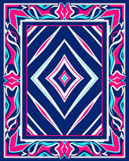 Bold Blue Fuchsia Abstract Diamond Rug