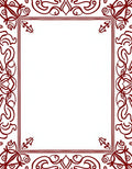 Deep Red Scrollwork Border Rug