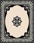 Black Ivory Floral Crested Frame Rug