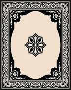 Black Ivory Floral Crested Frame Rug