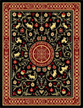 Regal crimson and gold cat floral Rug