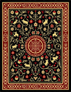 Regal crimson and gold cat floral Rug