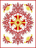 Red Yellow Floral Burst Medallion Rug