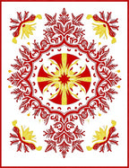 Red Yellow Floral Burst Medallion Rug