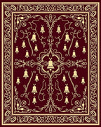 Crimson Gold Bell Scrollwork Rug