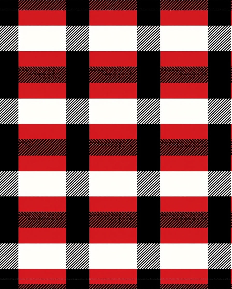 Bold Red Black White Buffalo Check Rug