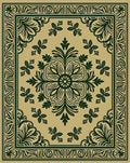 Deep Green Floral Medallion Border Rug