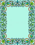 Emerald Green Floral Scroll Frame Rug