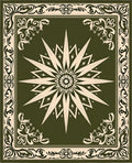 Ornate Olive Sunburst Star Rug
