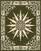 Ornate Olive Sunburst Star Rug