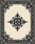 Black Cream Floral Acanthus Scroll Rug