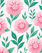 Pink Floral Garden Leaves Rug