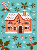 Orange Gingerbread House Candy Cane Holly Rug