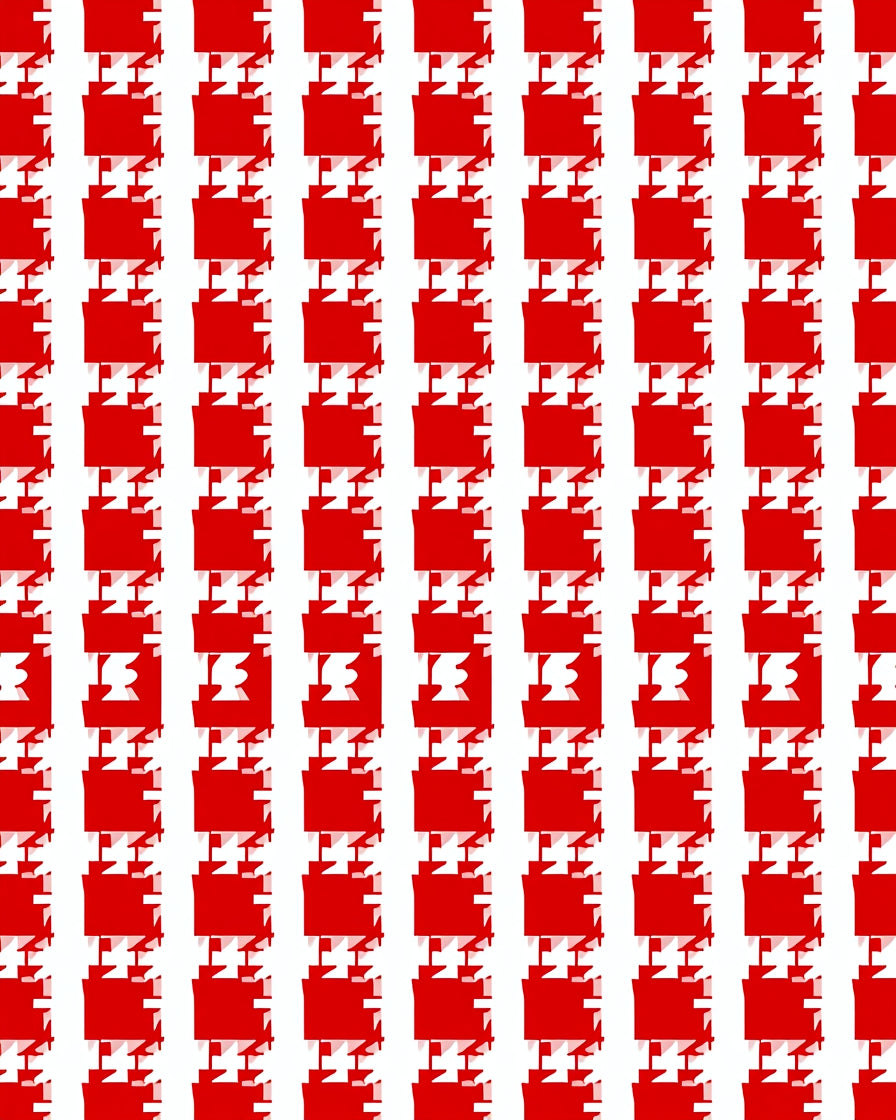 Bold Red Houndstooth Rows Rug