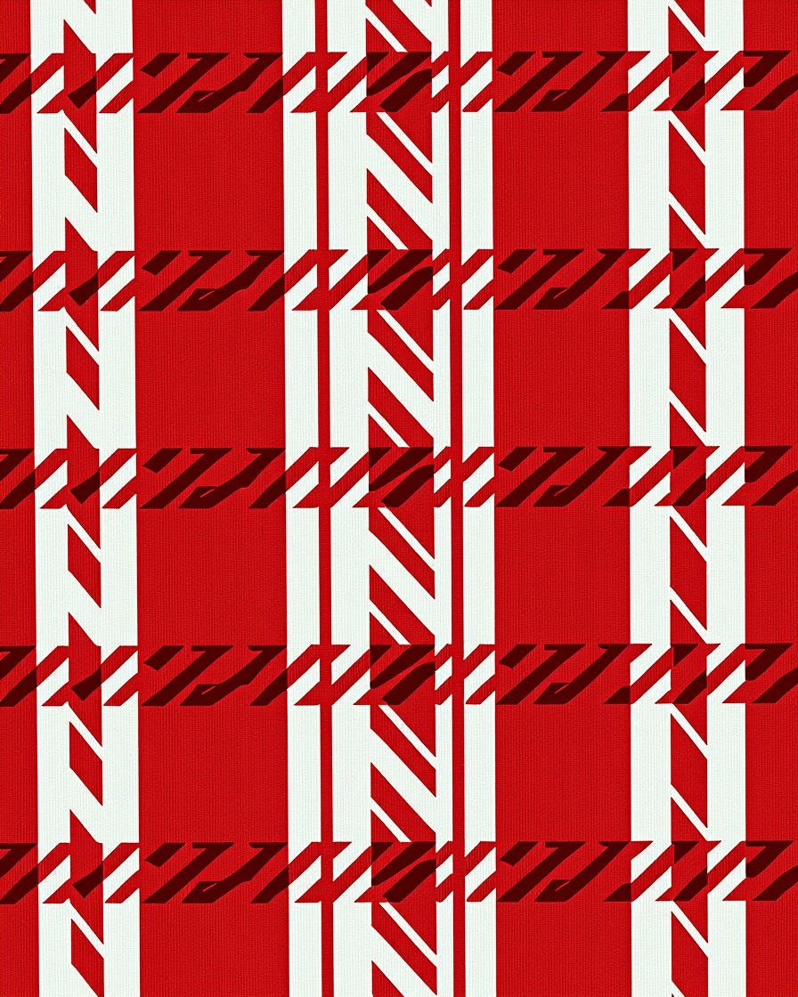Classic Red Houndstooth Plaid Rug
