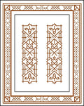 Brown Double Column Geometric Border Rug