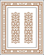 Brown Double Column Geometric Border Rug