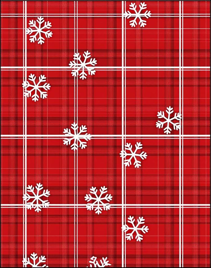 Red Snowflake Plaid Holiday Rug