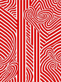 Red White Swirling Stripped Abstract Rug