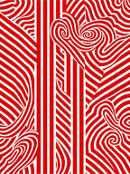 Red White Swirling Stripped Abstract Rug