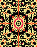 Vibrant Yellow Red Floral Medallion Rug
