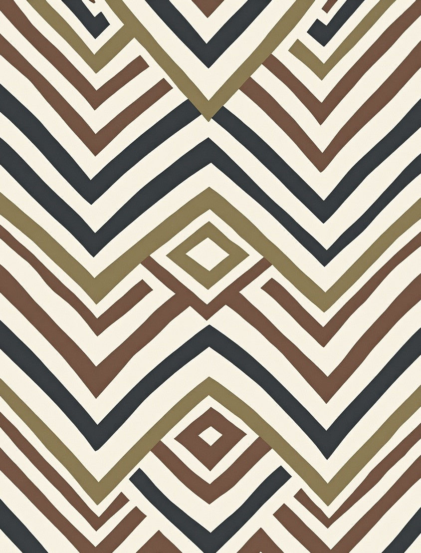 Abstract Earthy Tone Diamond Chevron Rug