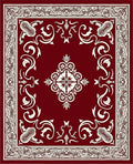 Crimson White Vintage Floral Medallion Rug