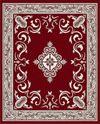 Crimson White Vintage Floral Medallion Rug