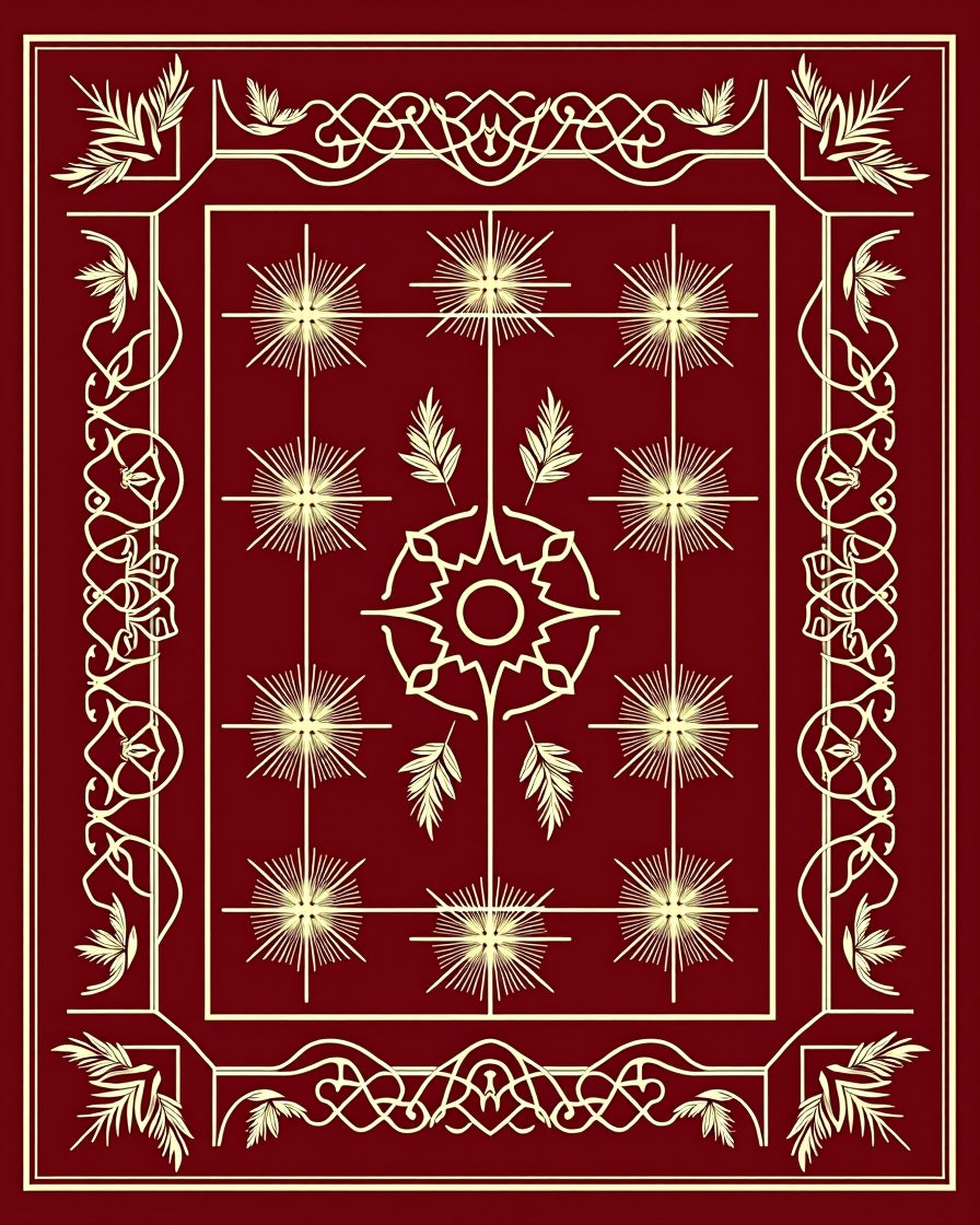Crimson Radiant Starburst Medallion Rug