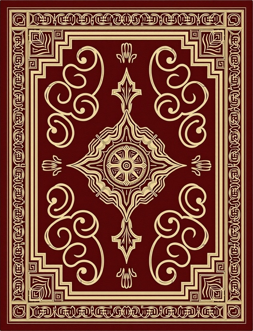 Ornate Crimson Gold Center Medallion Rug