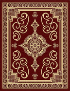 Ornate Crimson Gold Center Medallion Rug