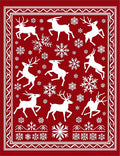 Festive Red Reindeer Snow Flake Medley Rug