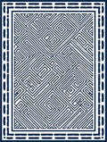 Navy White Maze Labyrinth Geometric Rug