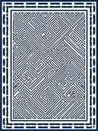 Navy White Maze Labyrinth Geometric Rug