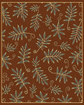 Brown Cream Leaf Branch Swirls Rug