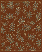 Brown Cream Leaf Branch Swirls Rug