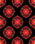 Bold Red Gold Floral Medallion Rug