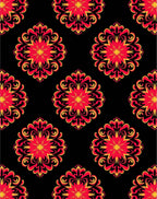 Bold Red Gold Floral Medallion Rug